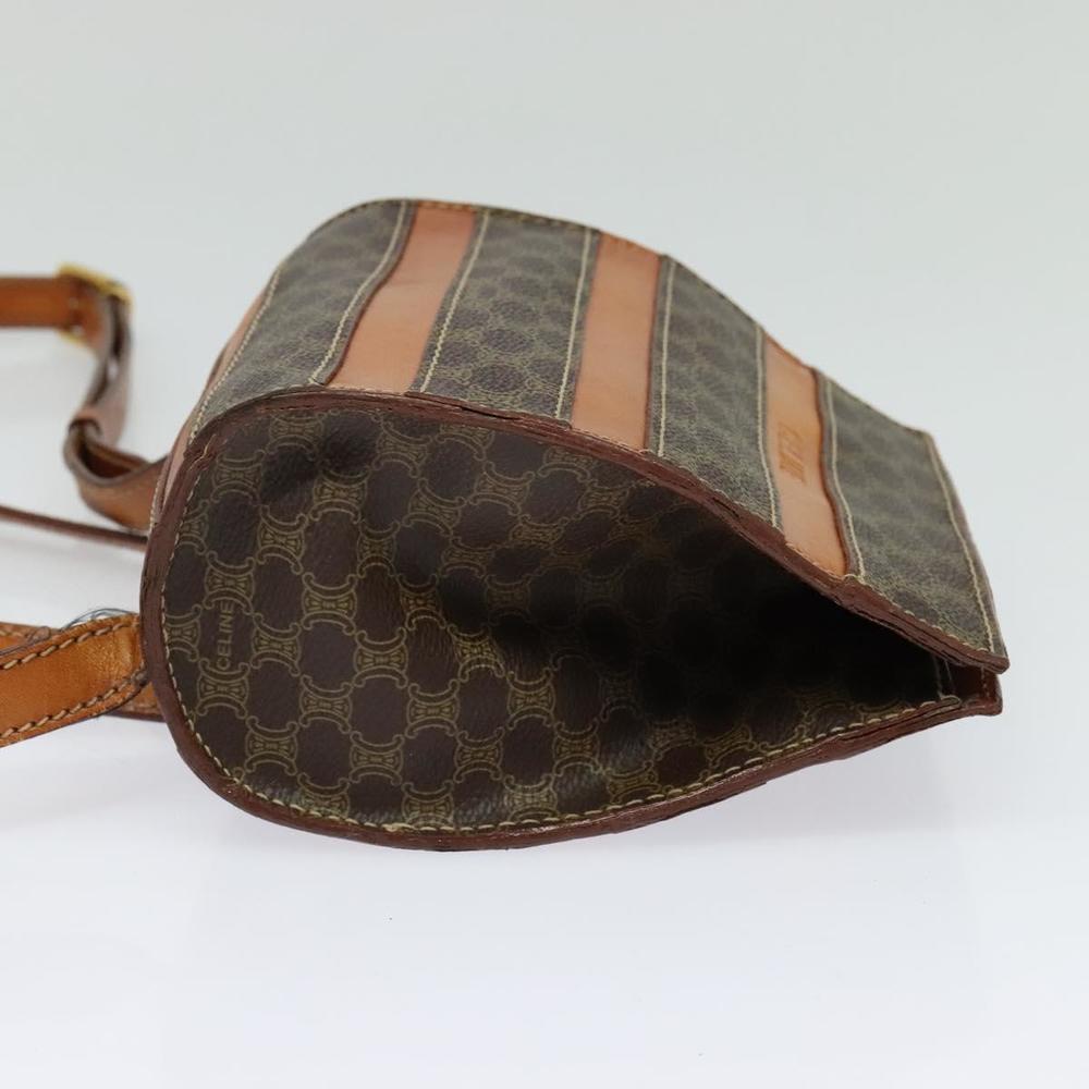 CELINE Macadam Canvas Backpack PVC Leather Brown Gold Auth 131672 - Picture 3 of 16